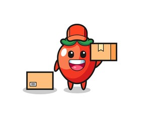 Mascot Illustration of chili pepper as a courier