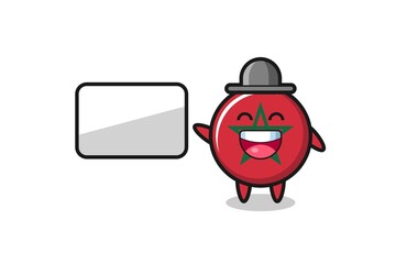 morocco flag cartoon illustration doing a presentation