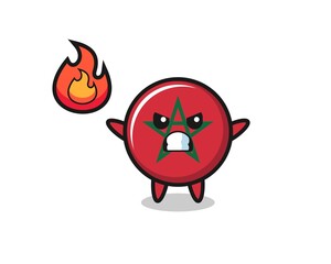 morocco flag character cartoon with angry gesture