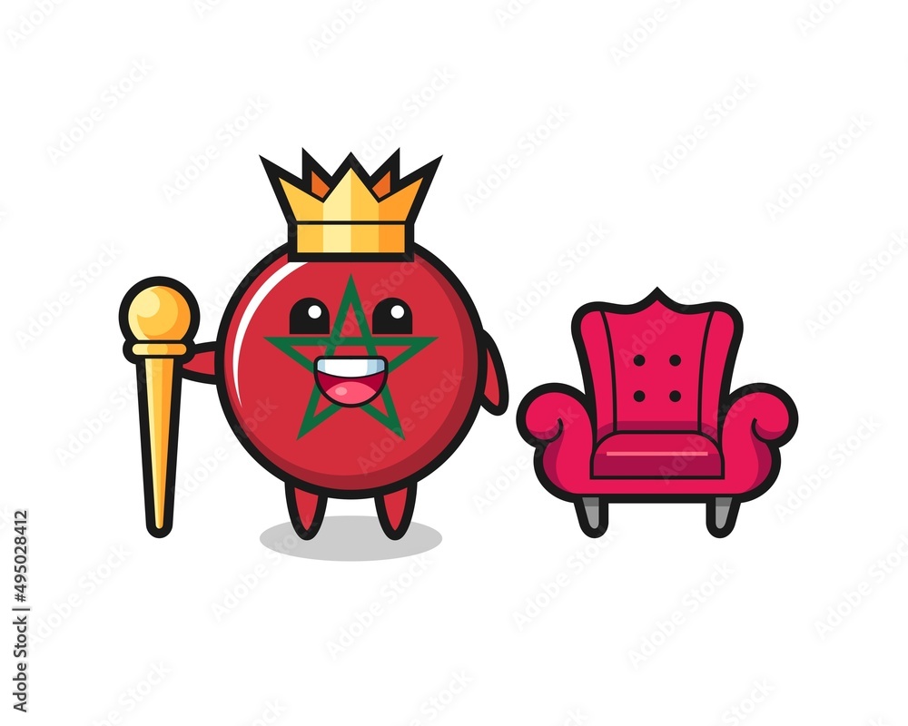 Sticker Mascot cartoon of morocco flag as a king