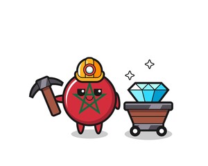 Character Illustration of morocco flag as a miner