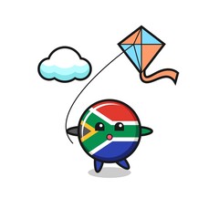 south africa mascot illustration is playing kite