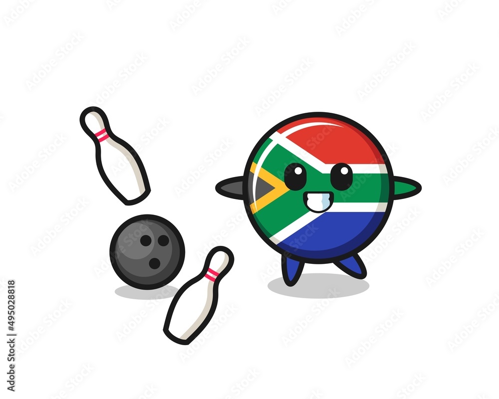 Wall mural Character cartoon of south africa is playing bowling