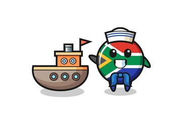 Character mascot of south africa as a sailor man