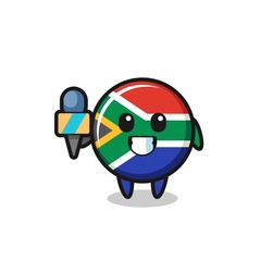 Fototapeta premium Character mascot of south africa as a news reporter