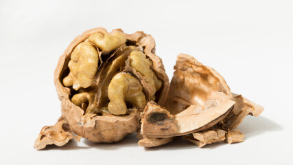 Walnuts are rounded, single-seeded stone fruits of the walnut tree. Cracking a nut.