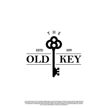 old key logo design retro hipster vintage. luxury key logo design on isolated background