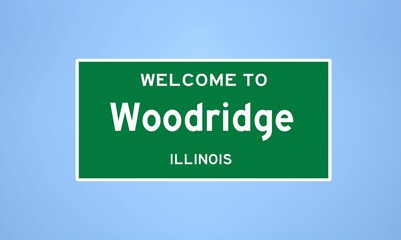 Woodridge, Illinois city limit sign. Town sign from the USA. - obrazy, fototapety, plakaty