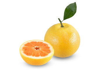 Pomelo or Chinese grapefruit isolated on the white background. Clipping path	
