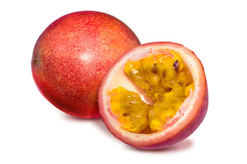 Passion fruit isolated on the white background. Clipping path