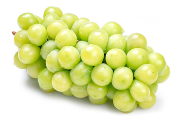 Fresh Organic Shine Muscat, Green Grapes isolated on white background with clipping path.	
