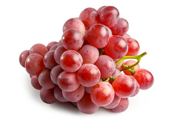 A Bunch of Fresh Ripe Juicy Organic Red Grapes isolated on white background with clipping path.	
