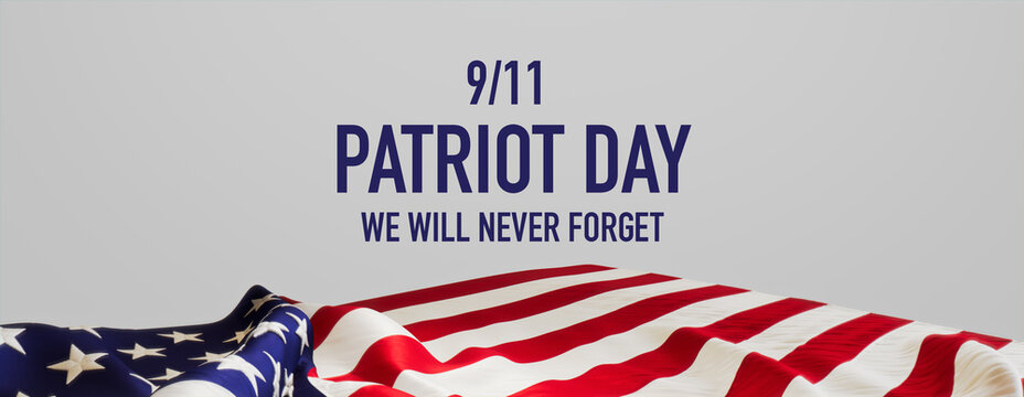 Authentic Banner for Patriot Day with American Flag and White Background.
