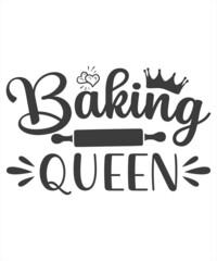 Lettering Typography Quotes Illustration for Printable Poster and T-Shirt Design. Motivational Inspirational Quotes. Baking Queen.