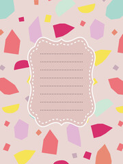 カラフルなモチーフが散らばる柄の便箋