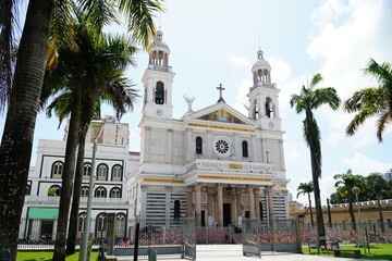 Nossa Senhora Nazare Cathedral in Belem do Para, Brazil. Nazareth Cathedral is the final destination of Nazareth Saint during the processions of Cirio De Nazare. - obrazy, fototapety, plakaty