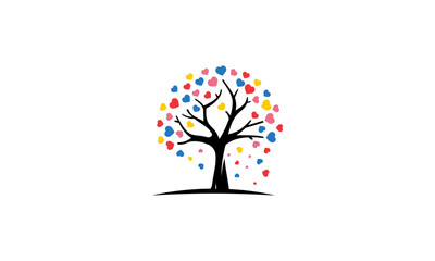 Love Tree Logo with heart vector