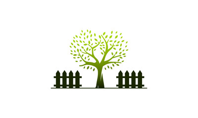 Tree of love Logo with fence vector