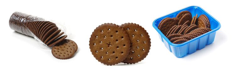 Chocolate cookies isolated on the white background