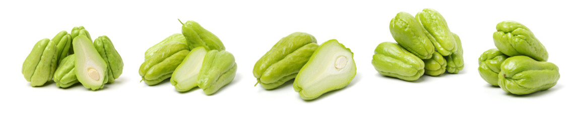 Chayote on white background