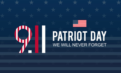 Patriot Day. Memory of September 11 9/11 USA. Vector template for banner, card, poster, background.