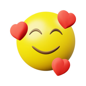 3d render image feeling loved emoji with love symbol, isolated with white background