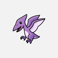 cute baby pterodactyl cartoon dinosaur character illustration isolated