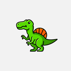 cute baby spinosaurus cartoon dinosaur character illustration isolated