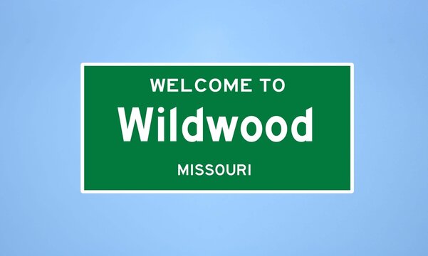 Wildwood, Missouri City Limit Sign. Town Sign From The USA.