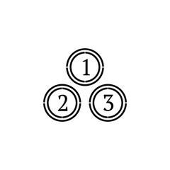 round figure icon to complement the photo with additional numbers 1, 2 and 3 on a white background