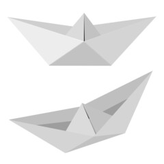 Simple Vector Set 2 Paper Boat, Isolated on White