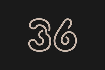 Obraz premium Number 36 Logo, Monogram Number 36 line style, usable for anniversary and business logos, flat design logo template, vector illustration