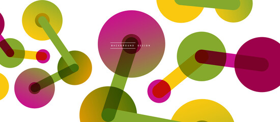 Abstract background. Round dots connected by lines. Trendy techno business template for wallpaper, banner, background or landing