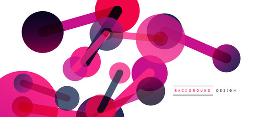 Abstract background. Round dots connected by lines. Trendy techno business template for wallpaper, banner, background or landing