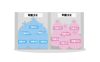 分別しておかなければならない地域のゴミ置き場・ゴミステーションのイラスト