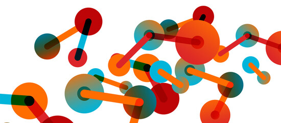 Abstract background. Round dots connected by lines. Trendy techno business template for wallpaper, banner, background or landing