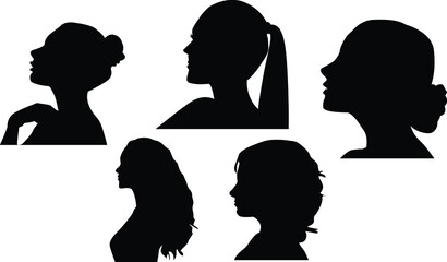 women head silhouette vector illustration, isolated on white background. Design for invitation, greeting card, 