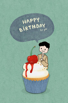 Happy birthday card with man.