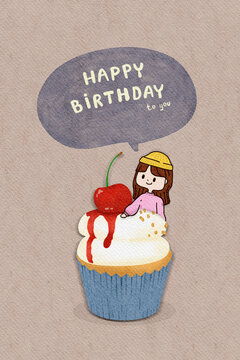 Happy birthday card with woman.