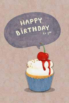 Happy birthday card in water color style.