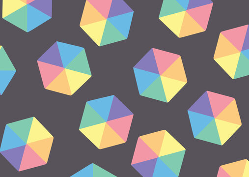 Isometric background in colorful rainbow on black background.