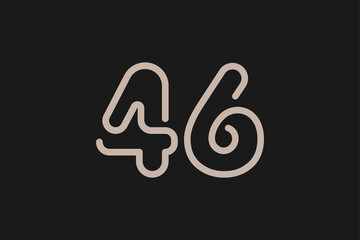 Number 46 Logo, Monogram Number 46 line style, usable for anniversary and business logos, flat design logo template, vector illustration
