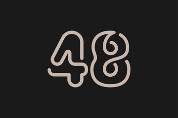Number 48 Logo, Monogram Number 48 line style, usable for anniversary and business logos, flat design logo template, vector illustration