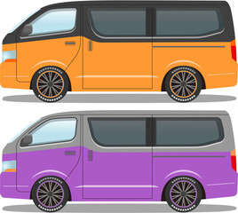 Japanese car custom van onebox vector illustration