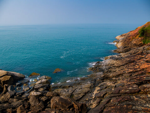 Beautiful landscape of the Arabian sea along the cliff