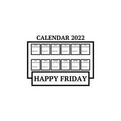 calendar icon 2022 with the name of the day at the bottom or front on a white background