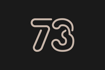 Number 73 Logo, Monogram Number 73 line style, usable for anniversary and business logos, flat design logo template, vector illustration