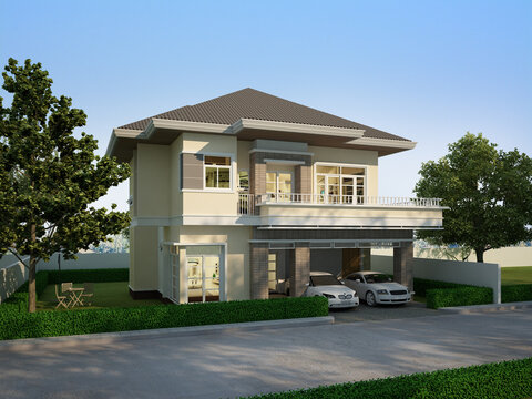 3d rendering  of  house, Architecture