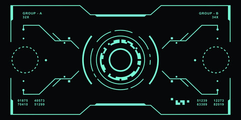 HUD futuristic display with detail. sci-fi monitor screen. Vector illustration for modern background. High technology user interface. 