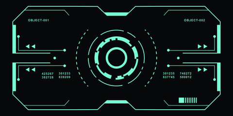 HUD futuristic display with detail. sci-fi monitor screen. Vector illustration for modern background. High technology user interface. 